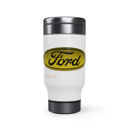 Stainless Steel Travel Mug with Handle, 14oz (Ford)