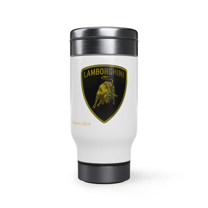 Stainless Steel Travel Mug with Handle, 14oz (Lamborghini)